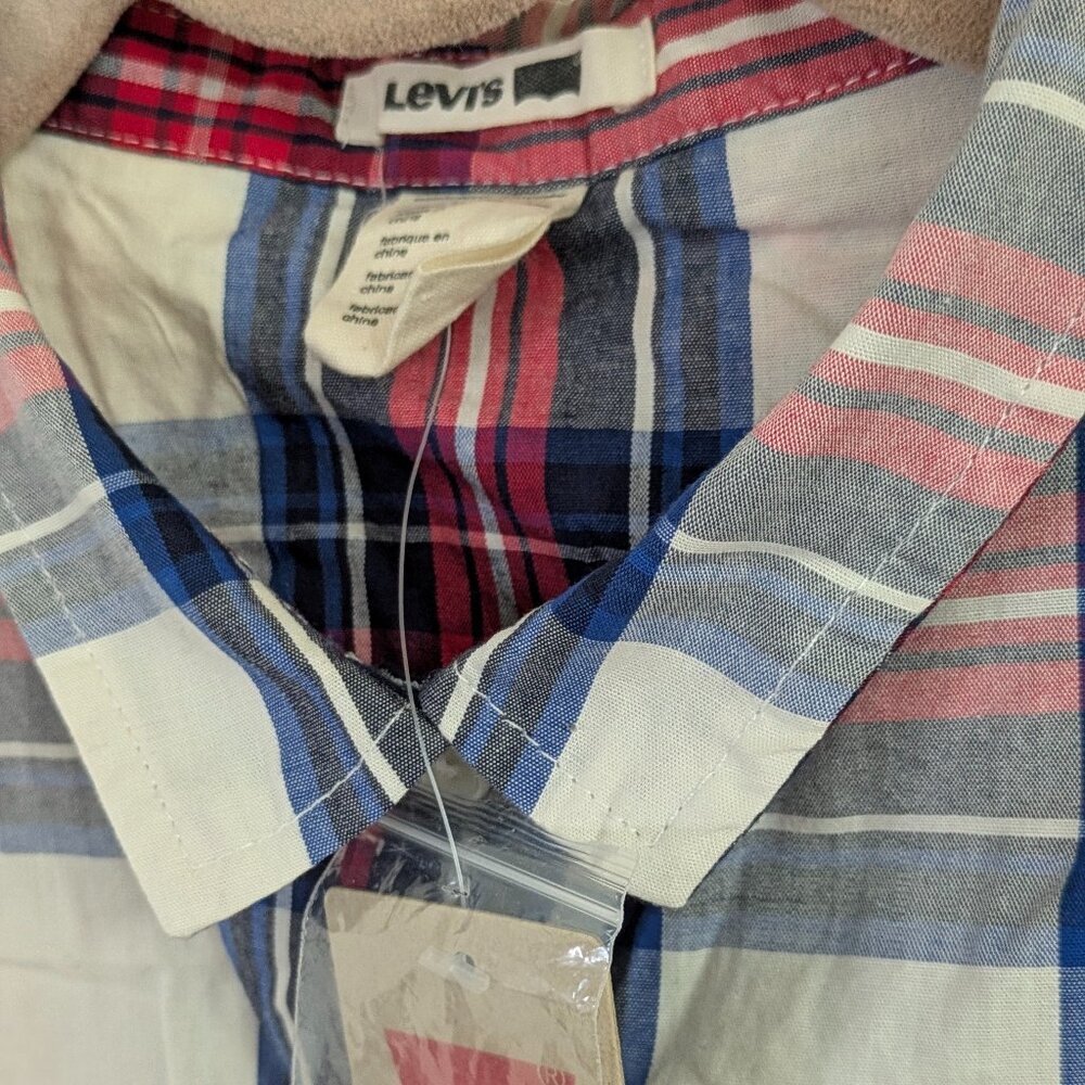NWT Levi's Sleeveless Plaid Button-Down Shirt 100% Cotton Womens Small - Picture 9 of 9